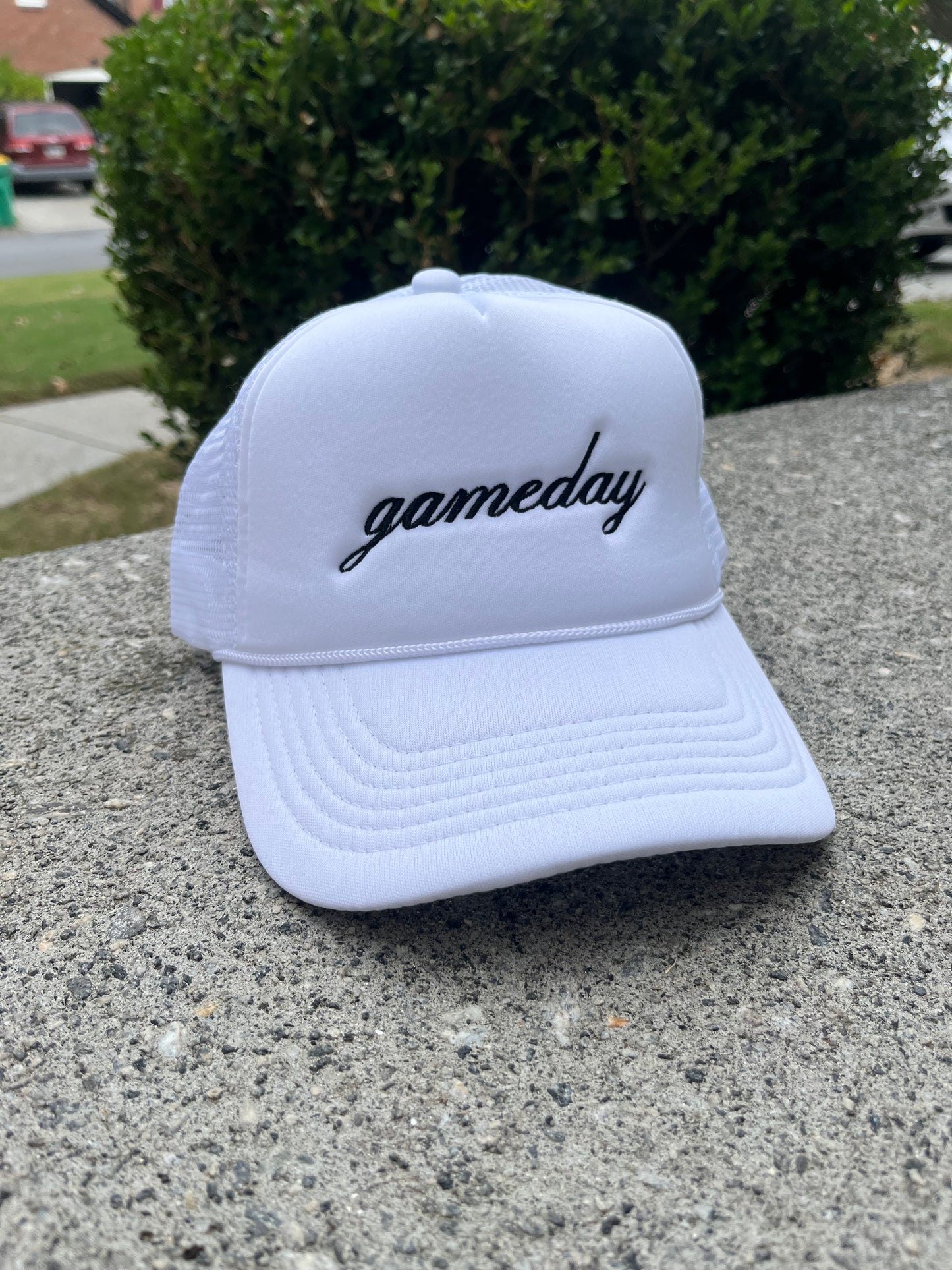 Gameday Hat White Foam Trucker Rope Hat