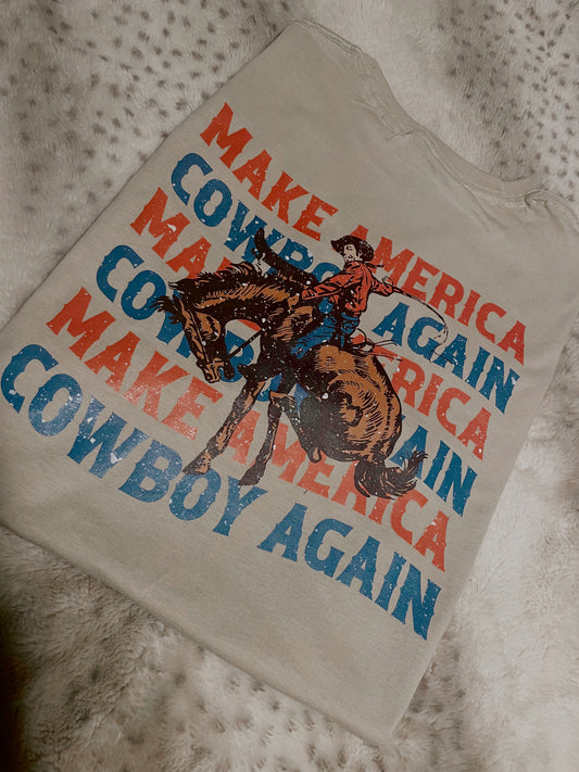 Make America Cowboy Again Tee (TAN)